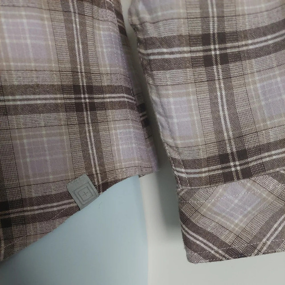 5.11 Tactical Hera womens Plaid flannel Shirt Small Casual Brown Lavender - Picture 5 of 7